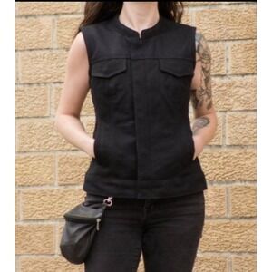 First Manufacturing Co Women's Ludlow Motorcycle Vest Canvas Concealed Carry MED